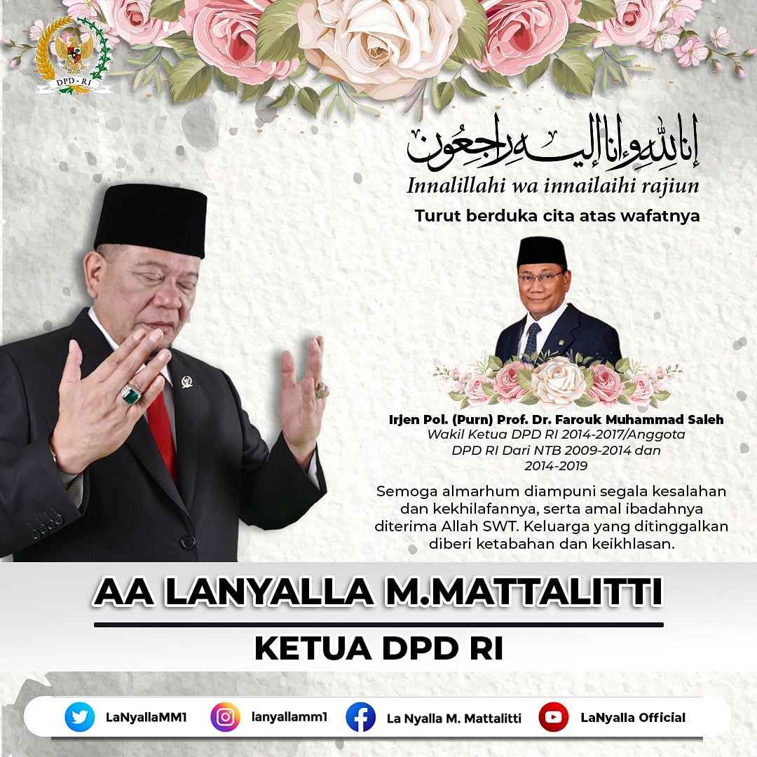 LaNyalla Sampaikan Duka Cita Atas Wafatnya Farouk Muhammad LaNyalla Sampaikan Duka Cita Atas Wafatnya Farouk Muhammad