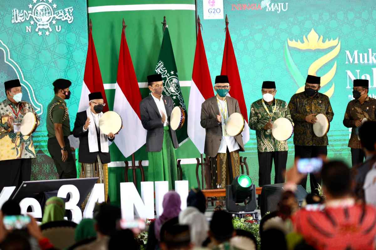 Pukul Rebana, Presiden Jokowi Resmi Buka Muktamar Ke-34 NU di Lampung
