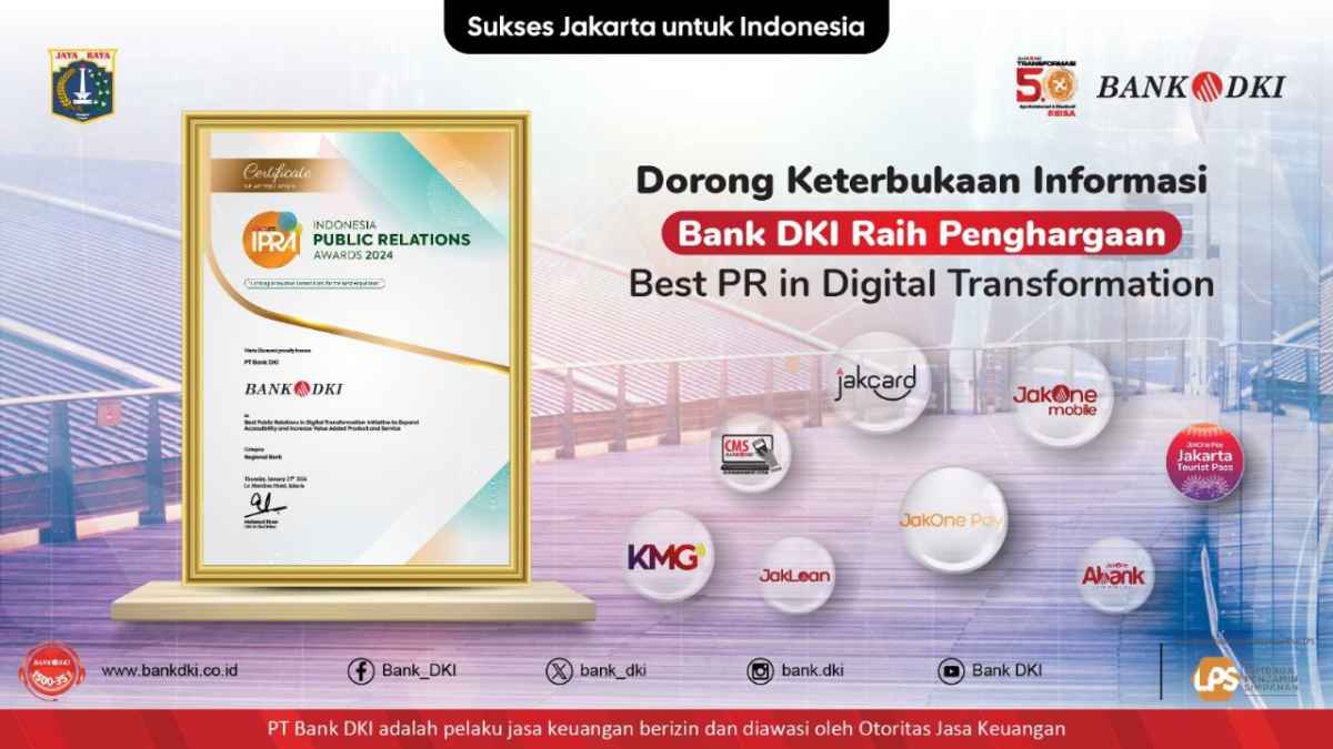 Dorong Keterbukaan Informasi, Bank DKI Raih Penghargaan Best PR in Digital Transformation