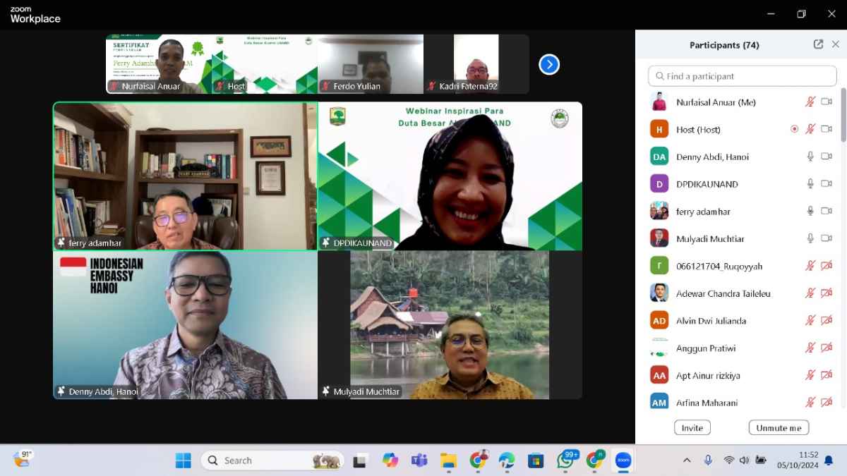 IKA UNAND Jabodetabek Gelar  Webinar Hadirkan Alumni Para Duta Besar